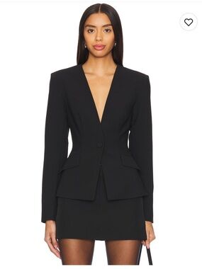 All The Ways Elizabeth Deep V Black Blazer